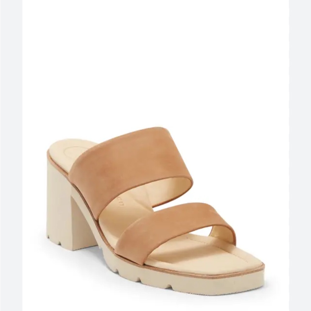 Paul green Women leather Tan suede Block Heel Sandals Uk 4.5 US 7 gently used 3”